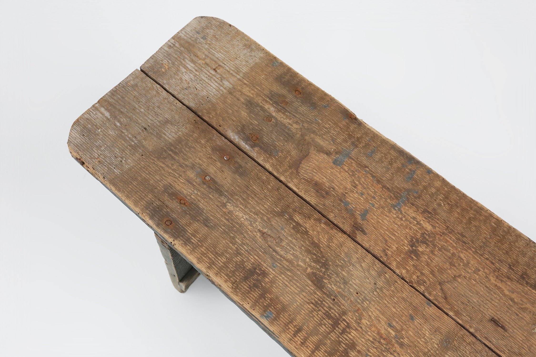 Unusual and charming grey wooden bench, France ca 1890thumbnail